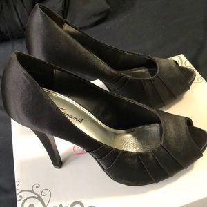 Lulu Townsend “LT Daffodil” Peep Toe Satin Heels